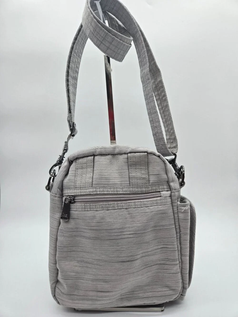 Lug Flapper Gray Nylon Convertible Crossbody Belt Bag Live Laugh Love